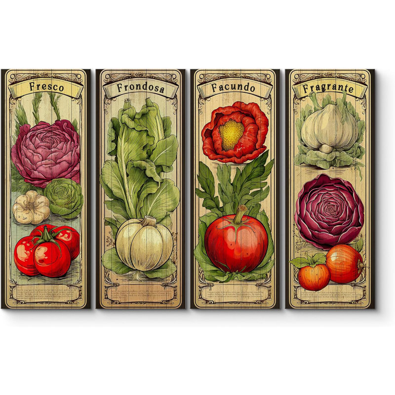 IDEA4WALL Kitchen Food Vintage Green Vegetable Kitchen Decor On Canvas ...
